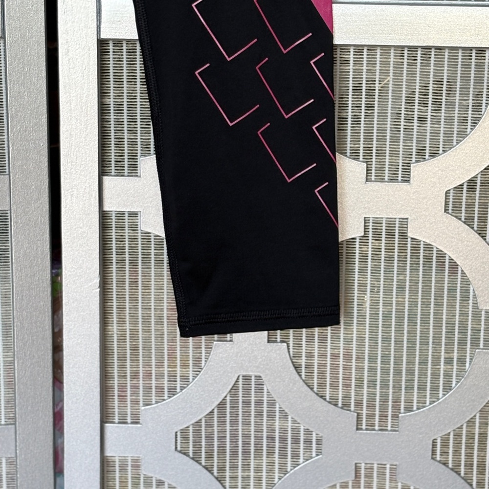 adidas Kids Leggings - Black with Pink and Blue Accents - Picture 2 of 9